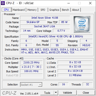 screenshot of CPU-Z validation for Dump [u9z1az] - Submitted by  HP-Z6  - 2023-04-16 22:12:00