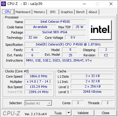screenshot of CPU-Z validation for Dump [ua1p39] - Submitted by  TEST-PC  - 2025-11-29 11:09:51