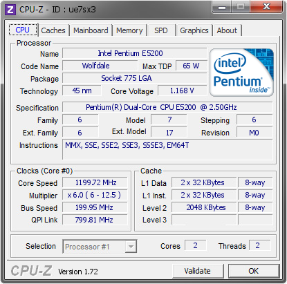 screenshot of CPU-Z validation for Dump [ue7sx3] - Submitted by  MISTRZUDZIAD  - 2015-04-04 15:04:10