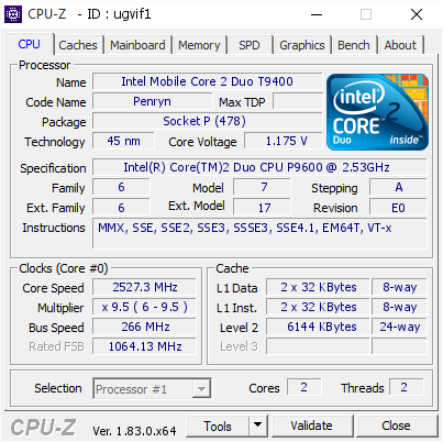 screenshot of CPU-Z validation for Dump [ugvif1] - Submitted by  Anonymous  - 2018-02-11 09:43:04