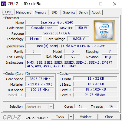 screenshot of CPU-Z validation for Dump [uln5iq] - Submitted by  Anonymous  - 2025-02-17 12:57:58