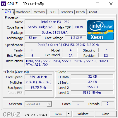 screenshot of CPU-Z validation for Dump [umhw5p] - Submitted by  HOME-PC  - 2025-04-14 17:35:16
