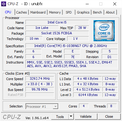 screenshot of CPU-Z validation for Dump [unubfx] - Submitted by  DESKTOP-A305EE5  - 2021-08-24 14:34:49