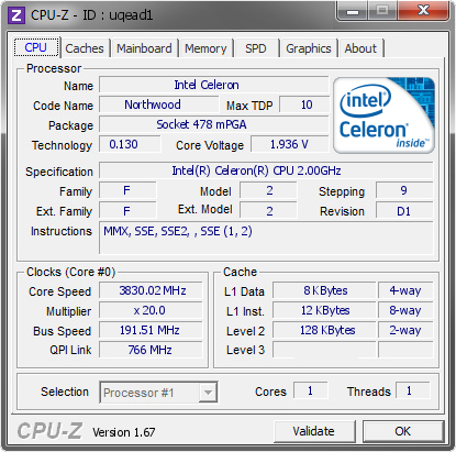 screenshot of CPU-Z validation for Dump [uqead1] - Submitted by  SPARKEY247  - 2013-10-21 08:10:38
