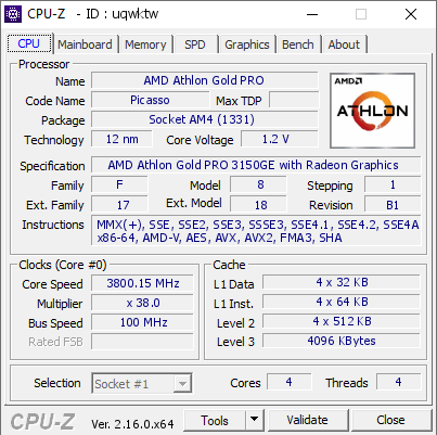 screenshot of CPU-Z validation for Dump [uqwktw] - Submitted by  Anonymous  - 2025-08-26 15:40:46