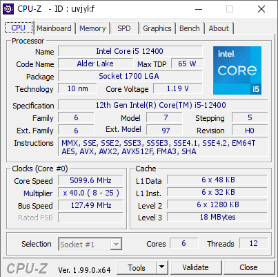 screenshot of CPU-Z validation for Dump [uvjykf] - Submitted by  drstoecker  - 2022-07-24 19:09:37