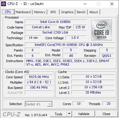 screenshot of CPU-Z validation for Dump [ux3aum] - Submitted by  zebra-hun  - 2021-08-30 13:02:50