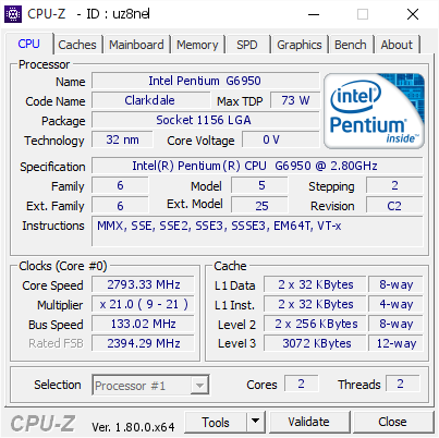 screenshot of CPU-Z validation for Dump [uz8nel] - Submitted by  MIKKO-PC  - 2017-07-28 15:18:23