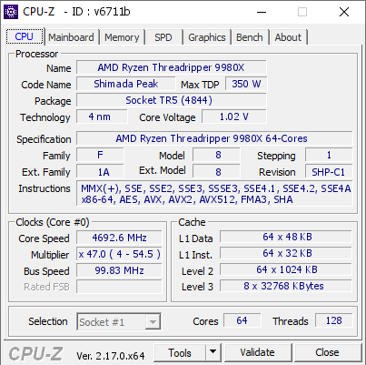 screenshot of CPU-Z validation for Dump [v6711b] - Submitted by  Anonymous  - 2026-01-07 07:38:56