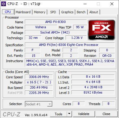 screenshot of CPU-Z validation for Dump [v71qjr] - Submitted by  ANDREW  - 2022-01-15 02:09:52