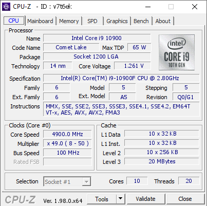 screenshot of CPU-Z validation for Dump [v7t6ek] - Submitted by  DESKTOP-9966OSH  - 2021-11-03 06:47:03