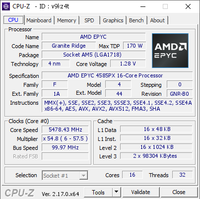 screenshot of CPU-Z validation for Dump [v9kz4t] - Submitted by  Legacy  - 2025-12-27 19:29:01