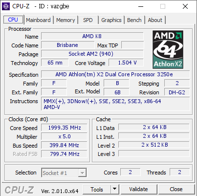 screenshot of CPU-Z validation for Dump [vazgbe] - Submitted by  MachineLearning  - 2022-05-07 23:01:10