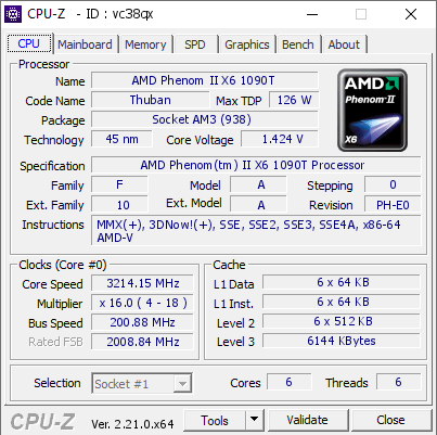 screenshot of CPU-Z validation for Dump [vc38qx] - Submitted by  Anonymous  - 2026-08-30 05:08:14