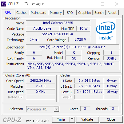 screenshot of CPU-Z validation for Dump [vcwgu4] - Submitted by  DESKTOP-PI73SC4  - 2017-12-04 11:19:17