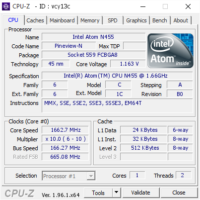 opblijven Bedoel spoel Intel Atom N455 @ 1662.7 MHz - CPU-Z VALIDATOR