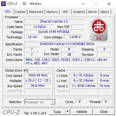 screenshot of CPU-Z validation for Dump [vhiw1u] - Submitted by  Tralalak  - 2021-07-03 04:53:06