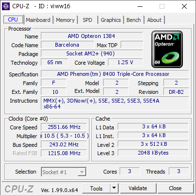 screenshot of CPU-Z validation for Dump [viww16] - Submitted by  SWARM-SERVER  - 2022-04-05 05:13:49