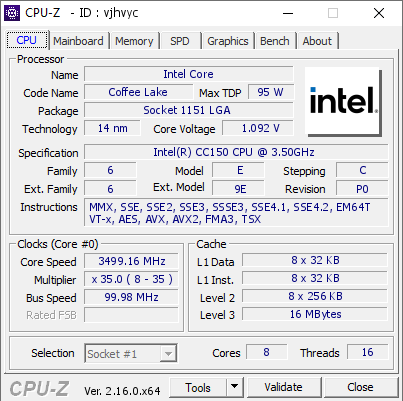screenshot of CPU-Z validation for Dump [vjhvyc] - Submitted by  Anonymous  - 2025-10-27 12:08:39