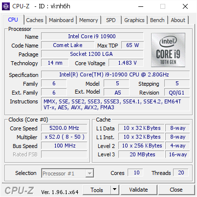 screenshot of CPU-Z validation for Dump [vknh6h] - Submitted by  DESKTOP-EM5TVV7  - 2021-08-23 09:17:01