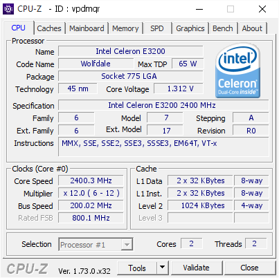screenshot of CPU-Z validation for Dump [vpdmqr] - Submitted by  VLASI  - 2015-12-16 08:54:46