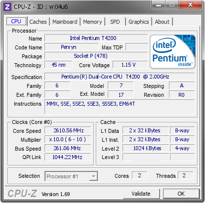 screenshot of CPU-Z validation for Dump [vr04u6] - Submitted by  mrpaco  - 2014-05-17 21:05:16