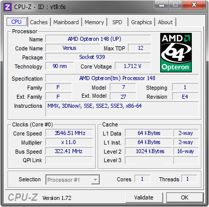 screenshot of CPU-Z validation for Dump [vtlk6s] - Submitted by  ocmartz  - 2015-05-06 15:05:56
