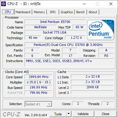 screenshot of CPU-Z validation for Dump [vv9j5x] - Submitted by  DESKTOP-27K6C0K  - 2024-04-25 15:13:23