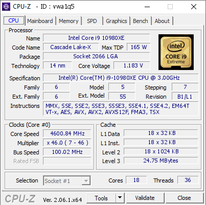 screenshot of CPU-Z validation for Dump [vwa1q5] - Submitted by  DESKTOP-9C54579  - 2023-07-06 05:07:49
