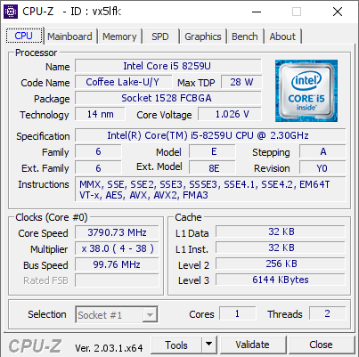 screenshot of CPU-Z validation for Dump [vx5lfk] - Submitted by  Skeletor  - 2023-01-19 22:44:24
