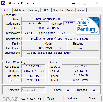 screenshot of CPU-Z validation for Dump [vxmfrq] - Submitted by  DESKTOP-5CHI0SA  - 2026-08-26 16:43:19