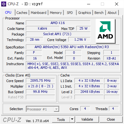 screenshot of CPU-Z validation for Dump [vzgnrf] - Submitted by  DESKTOP-RDEHJJD  - 2016-08-27 09:19:26
