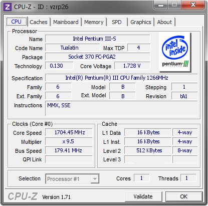 screenshot of CPU-Z validation for Dump [vzrp26] - Submitted by  waithEard  - 2015-01-28 09:01:34