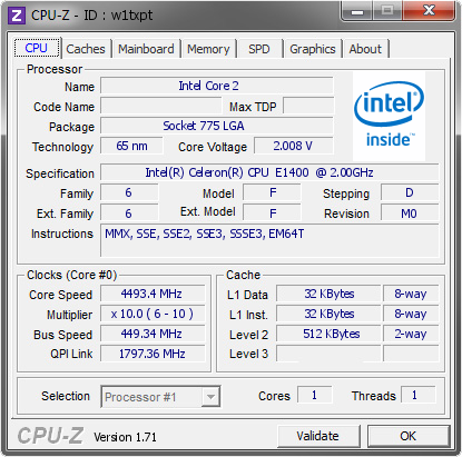 screenshot of CPU-Z validation for Dump [w1txpt] - Submitted by  michel90  - 2015-04-11 19:04:48