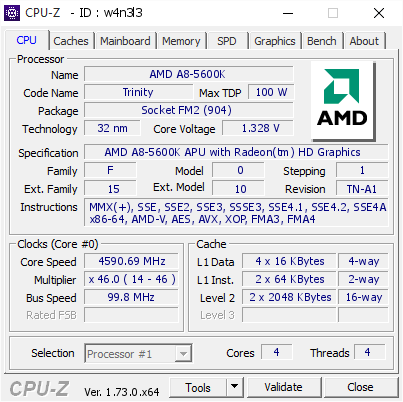 screenshot of CPU-Z validation for Dump [w4n3l3] - Submitted by  USER-PC  - 2015-09-07 15:26:00