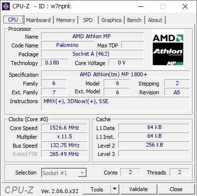 screenshot of CPU-Z validation for Dump [w7npnk] - Submitted by  TheOkMan  - 2024-01-19 03:57:07