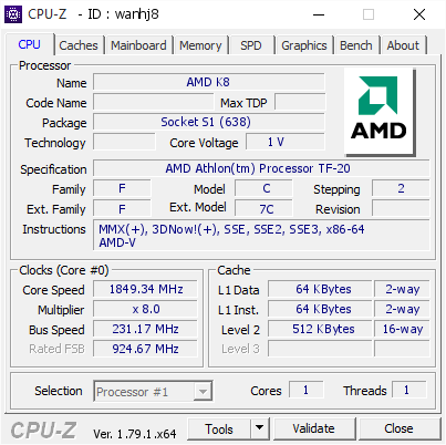 screenshot of CPU-Z validation for Dump [wanhj8] - Submitted by  Tyler Nu  - 2017-06-25 04:12:17