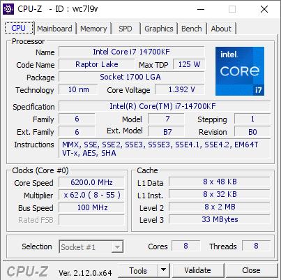 screenshot of CPU-Z validation for Dump [wc7l9v] - Submitted by  Mathako  - 2024-12-13 13:47:32