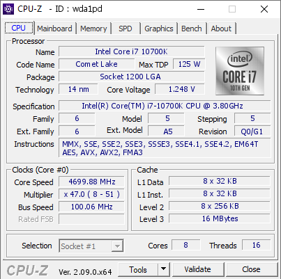 screenshot of CPU-Z validation for Dump [wda1pd] - Submitted by  LIVEMETAL  - 2024-04-27 12:09:45