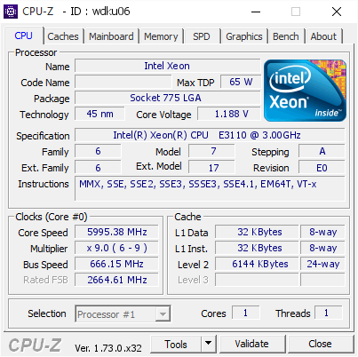 screenshot of CPU-Z validation for Dump [wdku06] - Submitted by  alibabar  - 2015-08-18 14:08:21