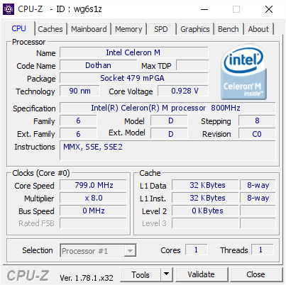 screenshot of CPU-Z validation for Dump [wg6s1z] - Submitted by  KTS65FL13735  - 2017-02-14 20:04:18