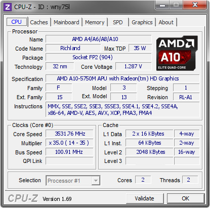 screenshot of CPU-Z validation for Dump [wny75l] - Submitted by  TIMO  - 2014-06-25 03:06:08