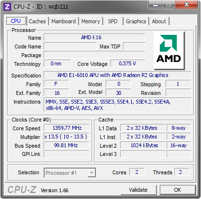 screenshot of CPU-Z validation for Dump [wqb11z] - Submitted by  RODRIGO-PC  - 2015-06-03 16:06:23