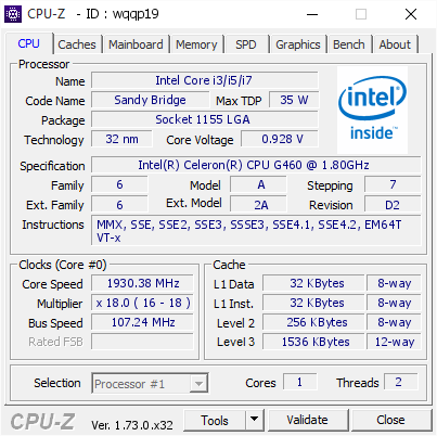 screenshot of CPU-Z validation for Dump [wqqp19] - Submitted by  liqmet  - 2016-02-13 20:09:47