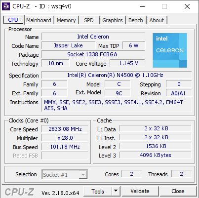 screenshot of CPU-Z validation for Dump [wsq4v0] - Submitted by  АНЖЕЛИКА  - 2026-08-05 13:58:42