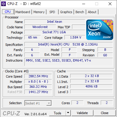 screenshot of CPU-Z validation for Dump [wtfa62] - Submitted by  MykolayZack  - 2022-08-19 23:15:03