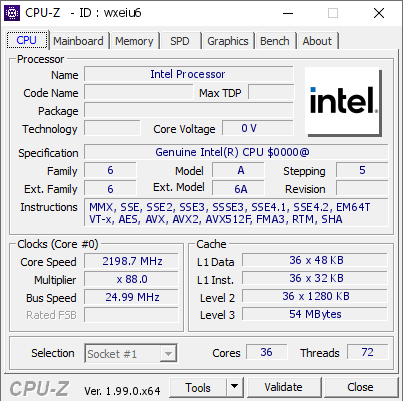 screenshot of CPU-Z validation for Dump [wxeiu6] - Submitted by  Anonymous  - 2022-03-04 03:13:21