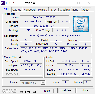 screenshot of CPU-Z validation for Dump [wz0zpm] - Submitted by  Anonymous  - 2021-06-12 00:21:39