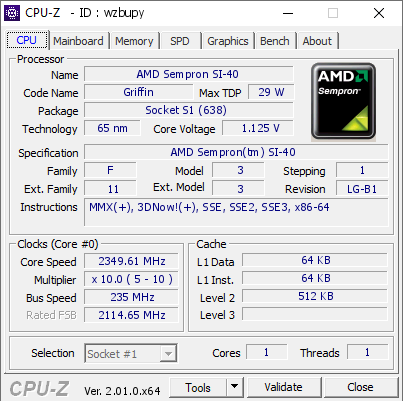 screenshot of CPU-Z validation for Dump [wzbupy] - Submitted by  PRESARIOCQ60  - 2022-05-02 03:42:39