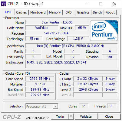 screenshot of CPU-Z validation for Dump [wzqakf] - Submitted by  ADI4E5OXUM2UEEN  - 2017-12-19 04:19:54